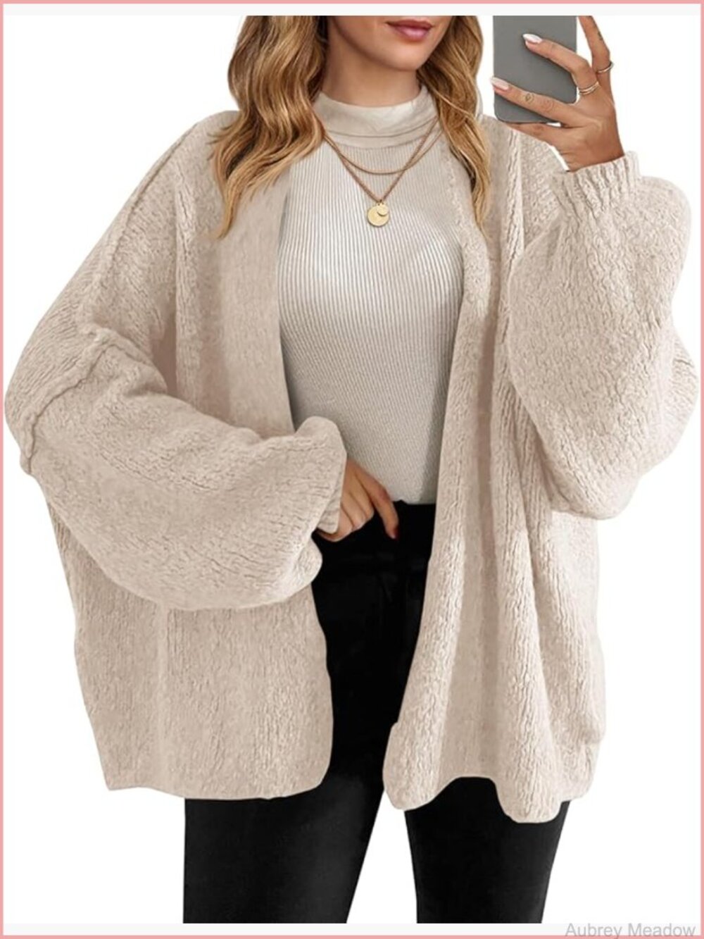 Oversized Chunky Knit Cardigan Open Front Long Lantern Sleeve Fall Sweater Coat